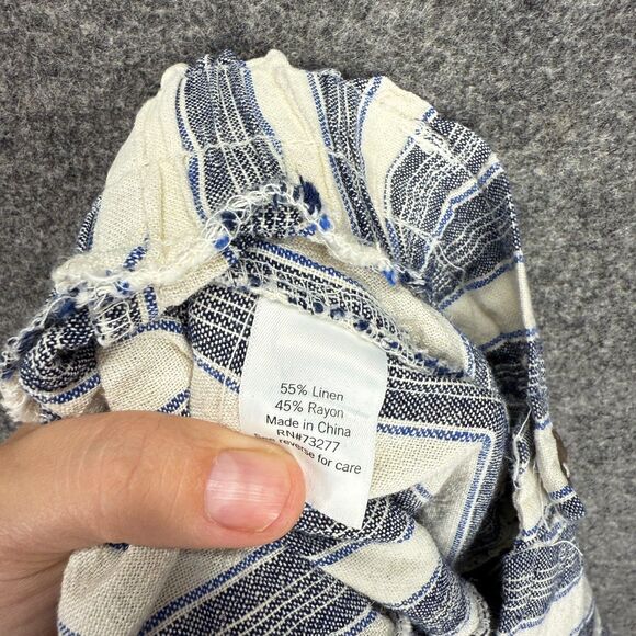 So Pants Women XS Gray Stiped High Rise Tapered Flat Front Chino Linen Pockets - Picture 8 of 9